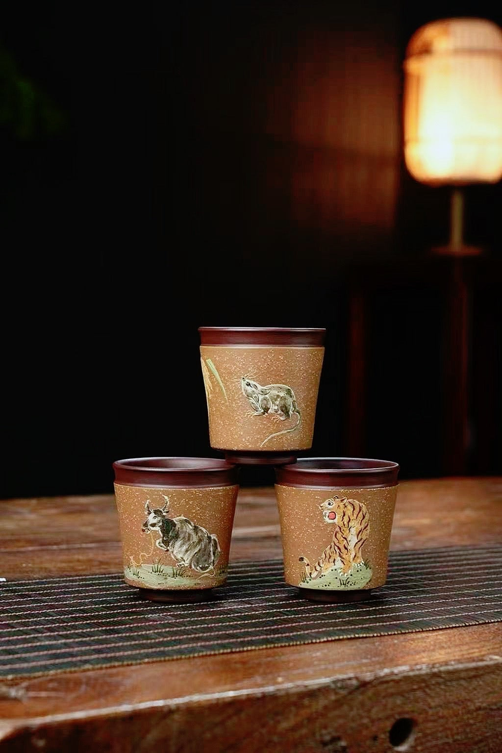 【十二生肖粉浆套装主人杯】泥绘主人杯优选原矿老紫泥