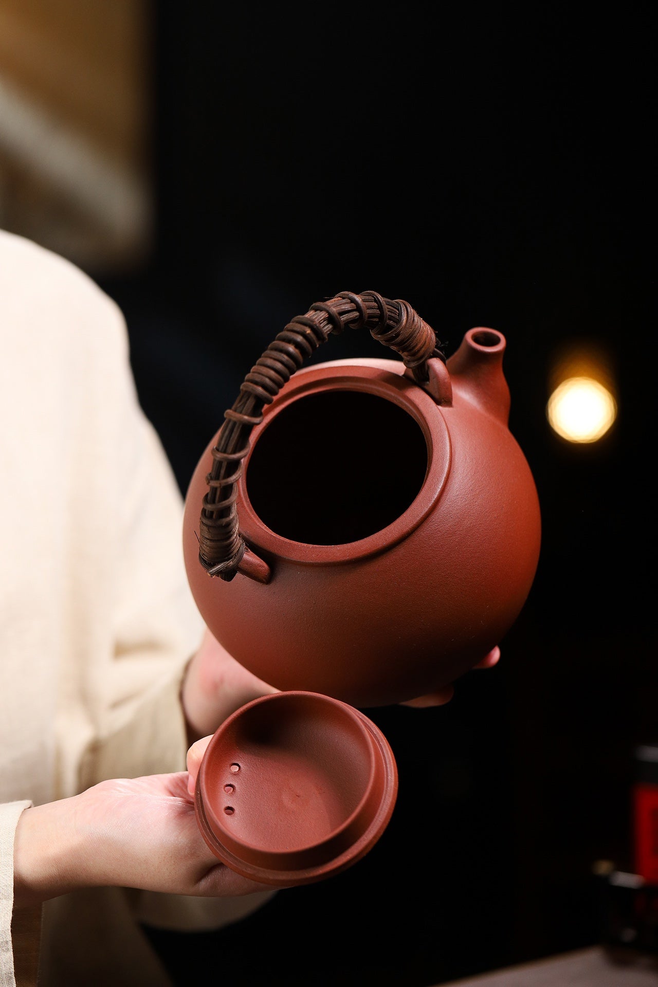 紫砂养生【藤把煮茶壶】1500cc煮茶壶明火电陶炉煤气灶都可烧