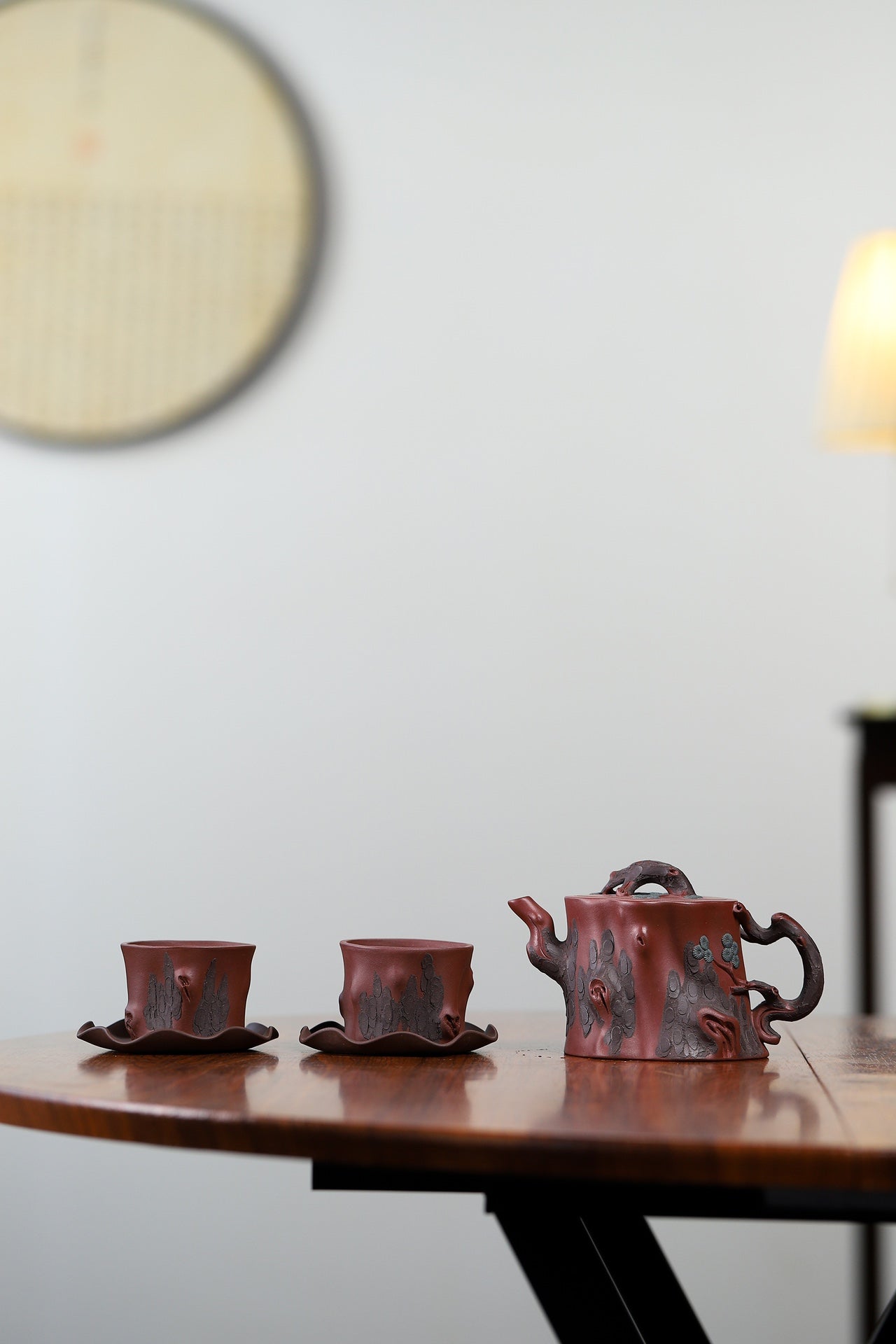 花器精品【松桩套组】原矿家藏紫泥 朱晨阳（国家工艺美术师）245cc·7孔出水小杯100cc