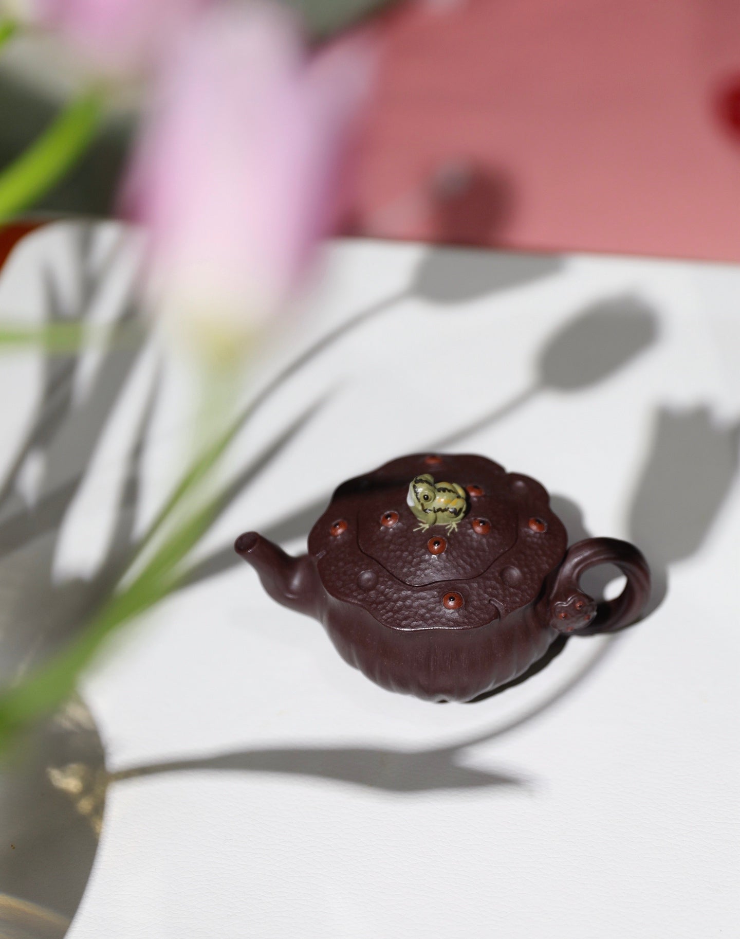 茶壶鉴藏【青蛙莲蓬套组】原矿窖藏老紫泥一壶二杯壶160cc小杯85cc