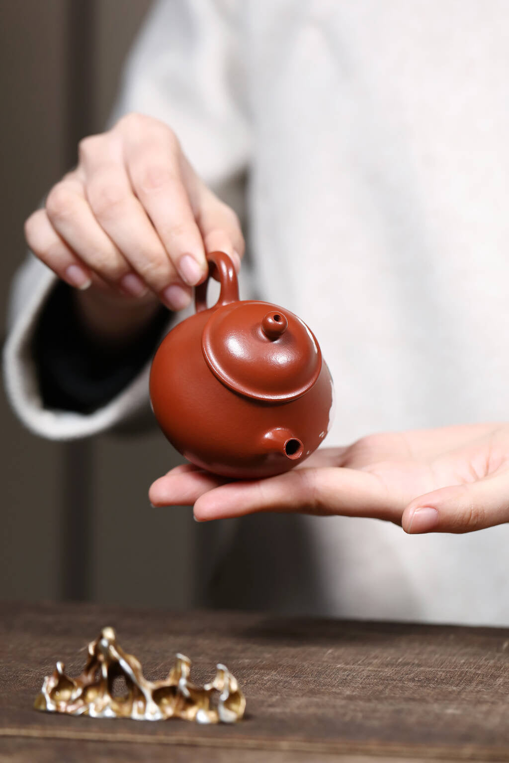 潘壶·朱泥 手工泥绘 容量 100cc 内推球孔