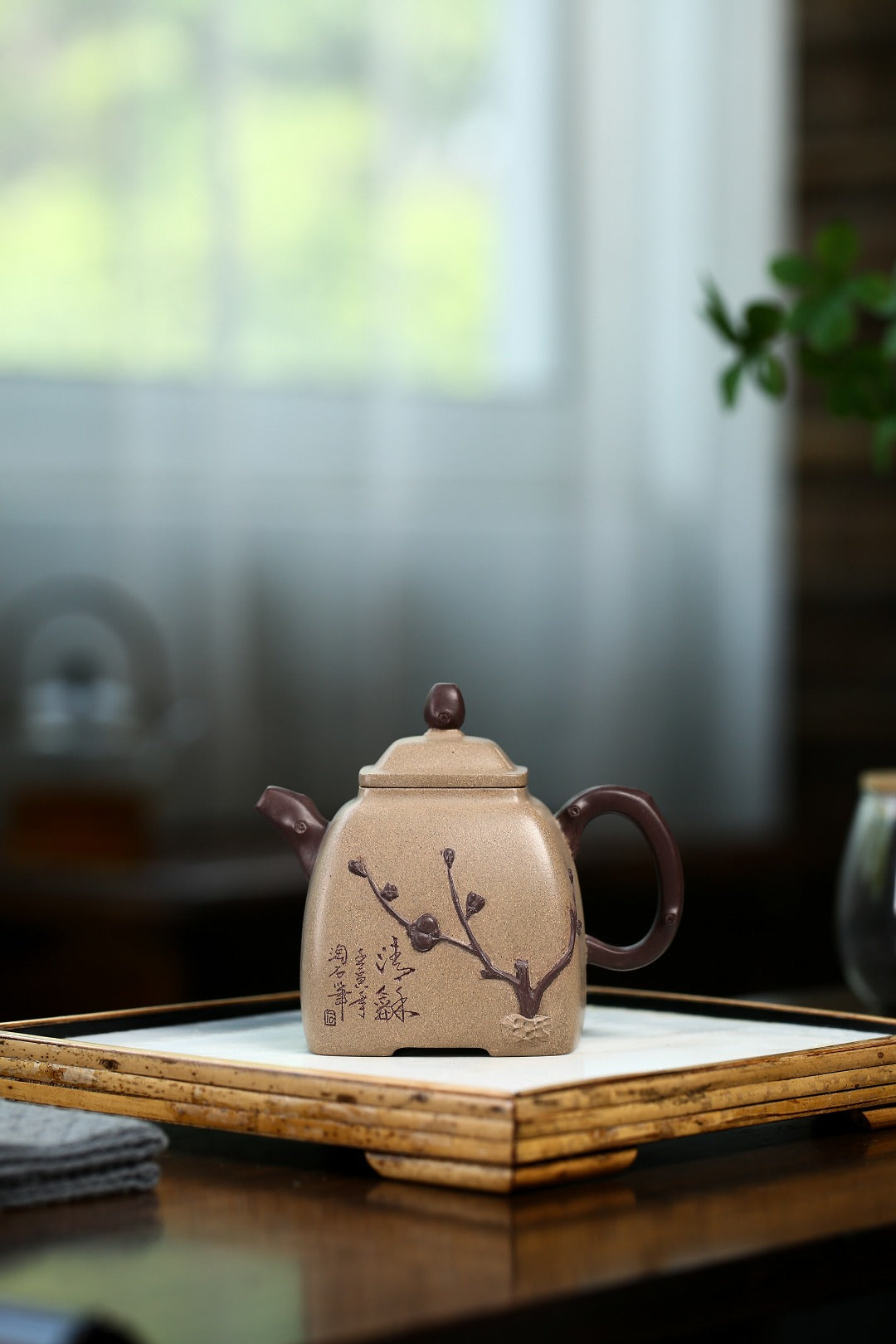 【小四方·梅】 刘彩萍（国家级工艺美术师） 原矿青段泥 容量 250cc