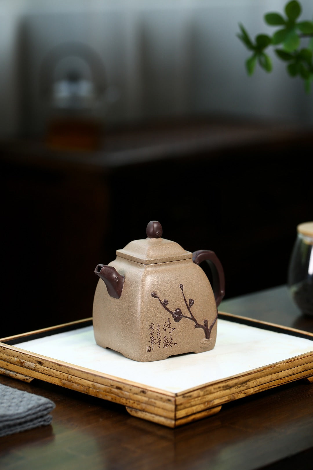 【小四方·梅】 刘彩萍（国家级工艺美术师） 原矿青段泥 容量 250cc