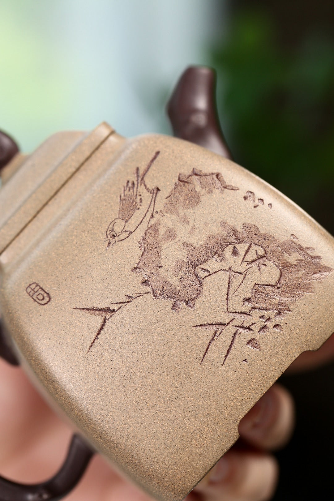 【小四方·梅】 刘彩萍（国家级工艺美术师） 原矿青段泥 容量 250cc