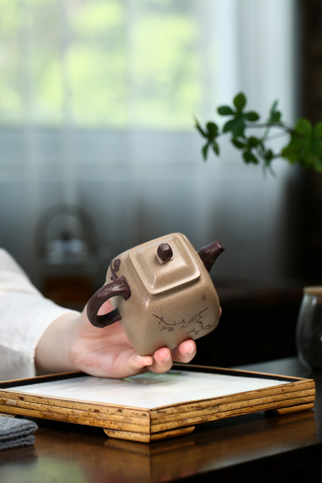 【小四方·松】 刘彩萍（国家级工艺美术师）原矿青段泥 容量 250cc