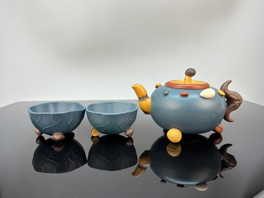 双省大师高建芳佳作《 百果套组》收藏精品重器原矿极品蒋蓉绿泥·400cc
