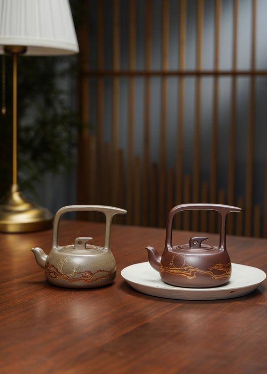 范泽锋高徒·江苏省级大师·邱爽【雨露天星】流云绞泥原矿极品老紫泥·180cc