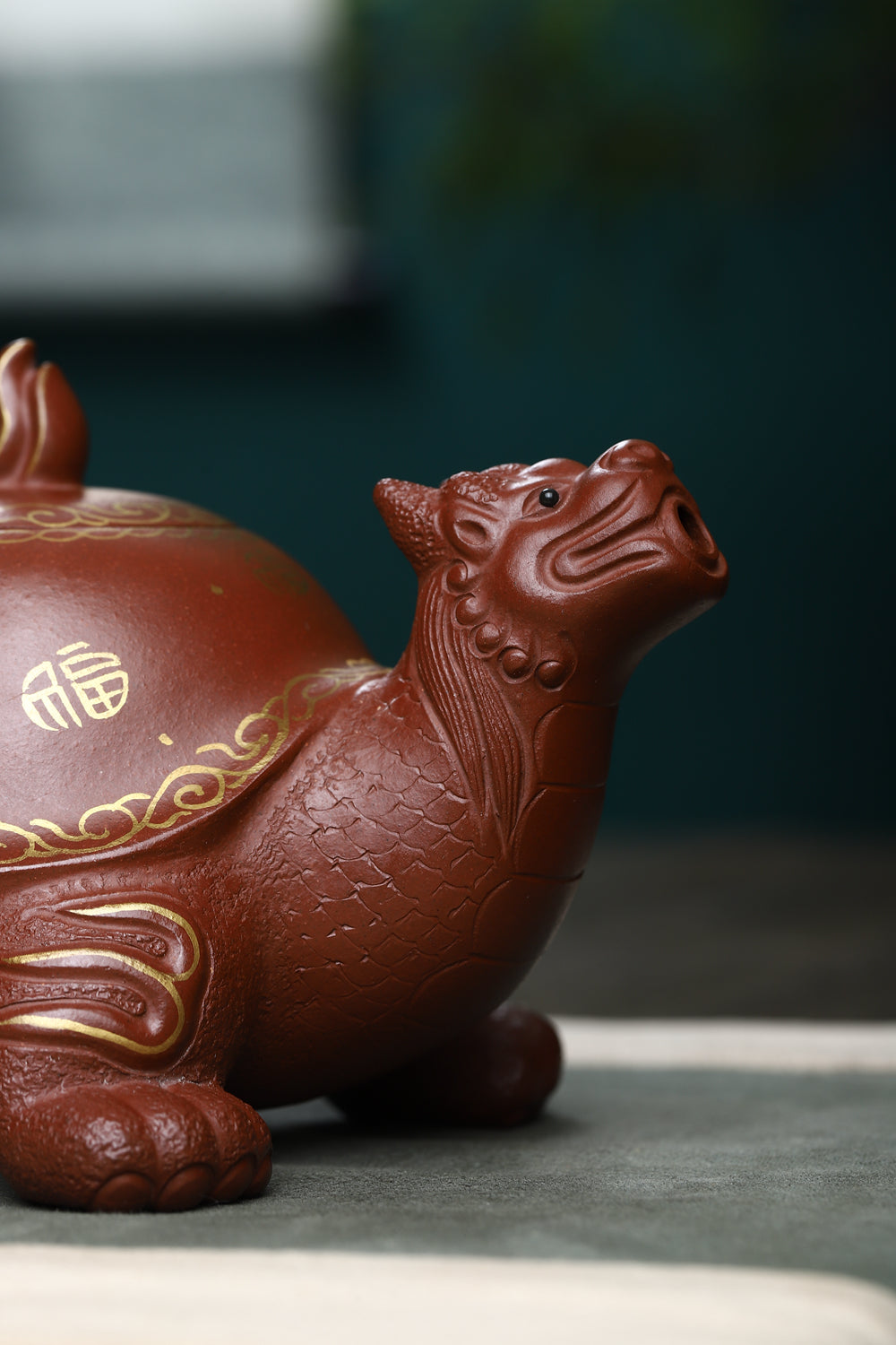 江苏省陶瓷艺术大师力作【龙龟壶】 泥料原矿稀有红清水400cc