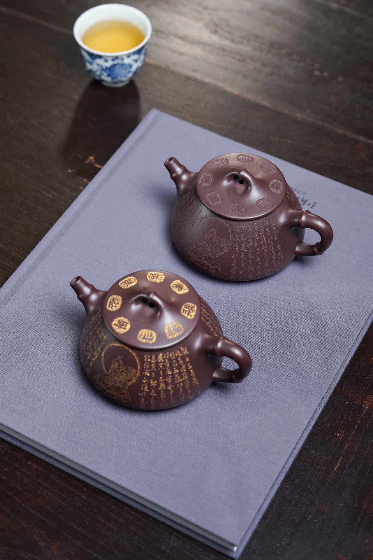 郑求标大师微刻·双心经《石瓢壶》竹报平安·珍藏级精品重器 原矿极品老紫泥·230cc