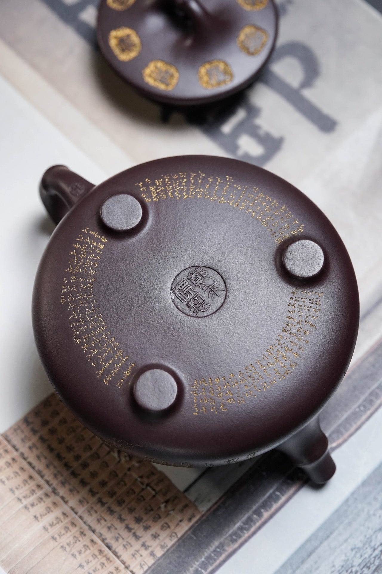 郑求标大师微刻·双心经《石瓢壶》竹报平安·珍藏级精品重器 原矿极品老紫泥·230cc