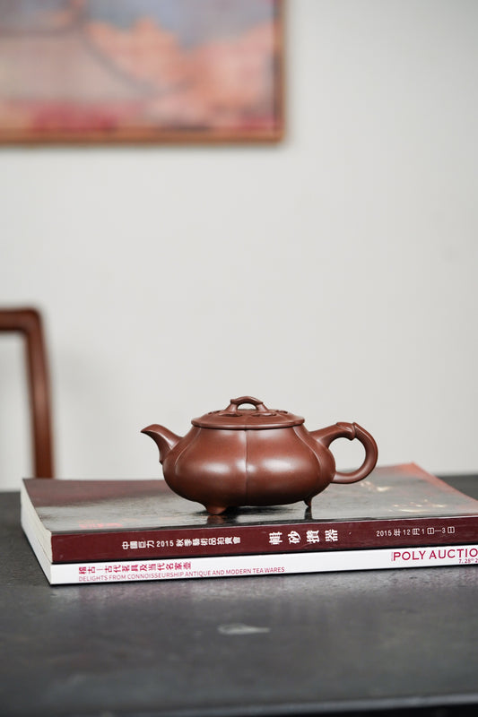 筋纹简瓢·镂空设计 240cc·原矿深井老紫泥 弱水三千，仅饮一瓢