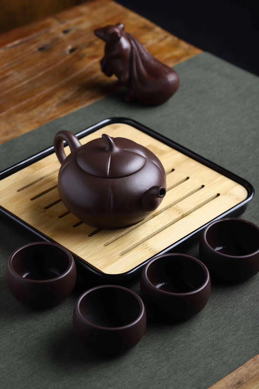 【柿柿如意套组】一壶四杯一茶盘 原矿底槽清 240cc 吴顺华 国家级工艺美术师