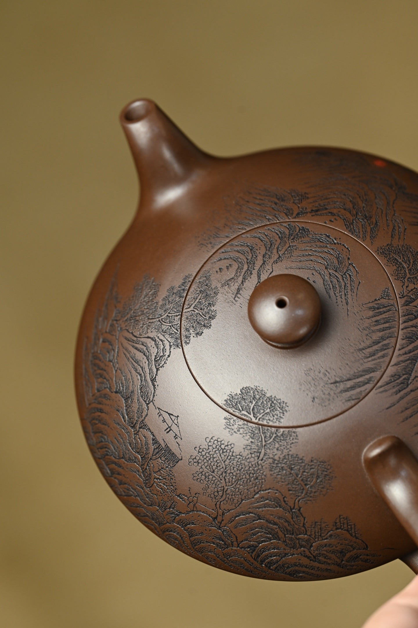 陇月·全手工（省大师桑黎兵刻绘+双证书）容量400cc 特级紫泥