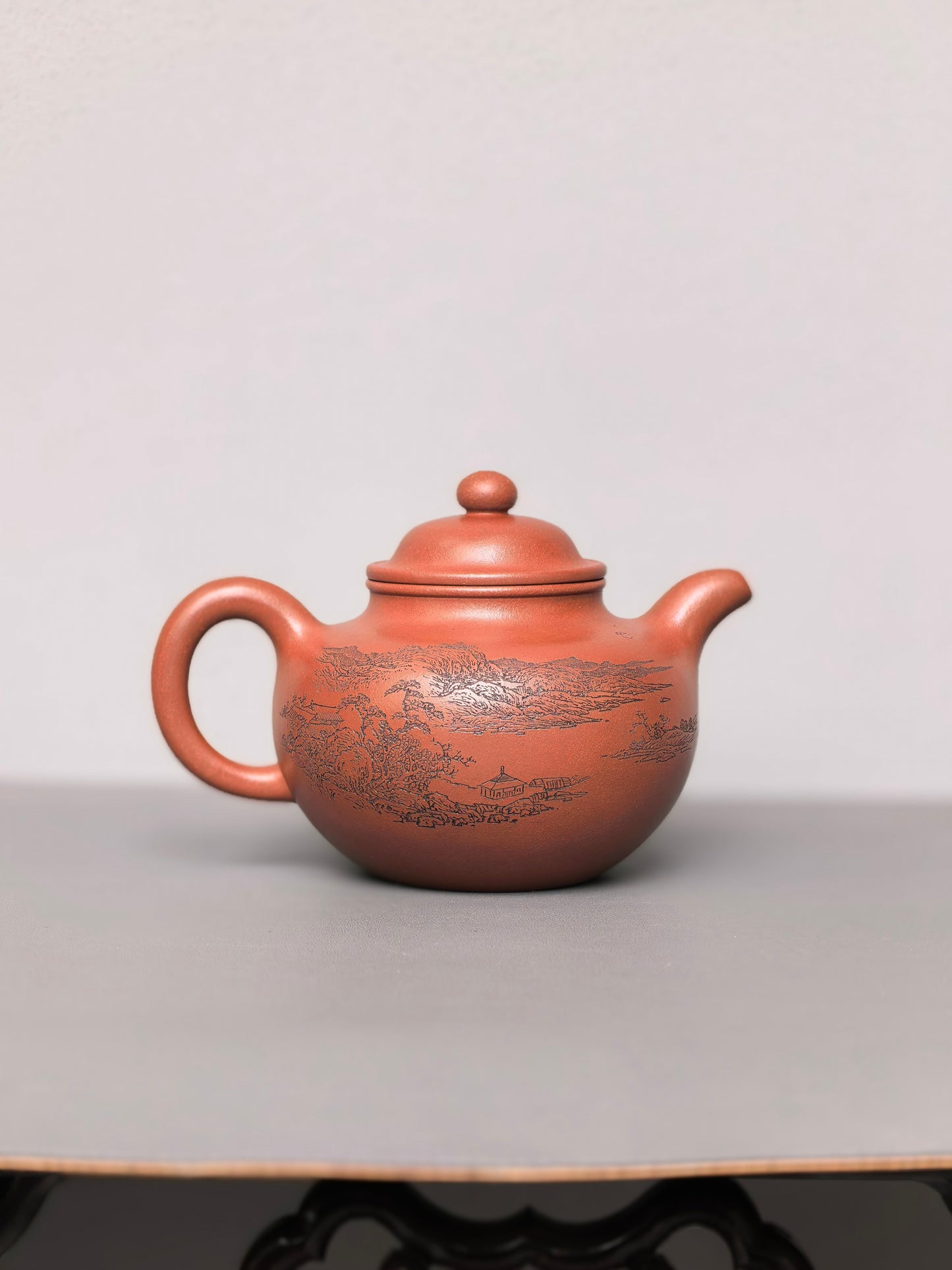 重器收藏·中国紫砂界山水陶刻巨匠·陈宏林大师精刻【掇球壶】潜力无限·极具收藏价值