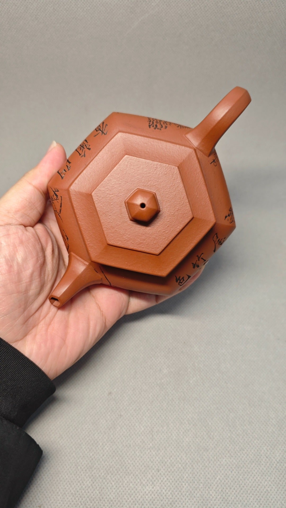 【六方雪华】 制壶：焦亚强 (国家级工艺美术师) 泥料：原矿朱泥 容量：260cc