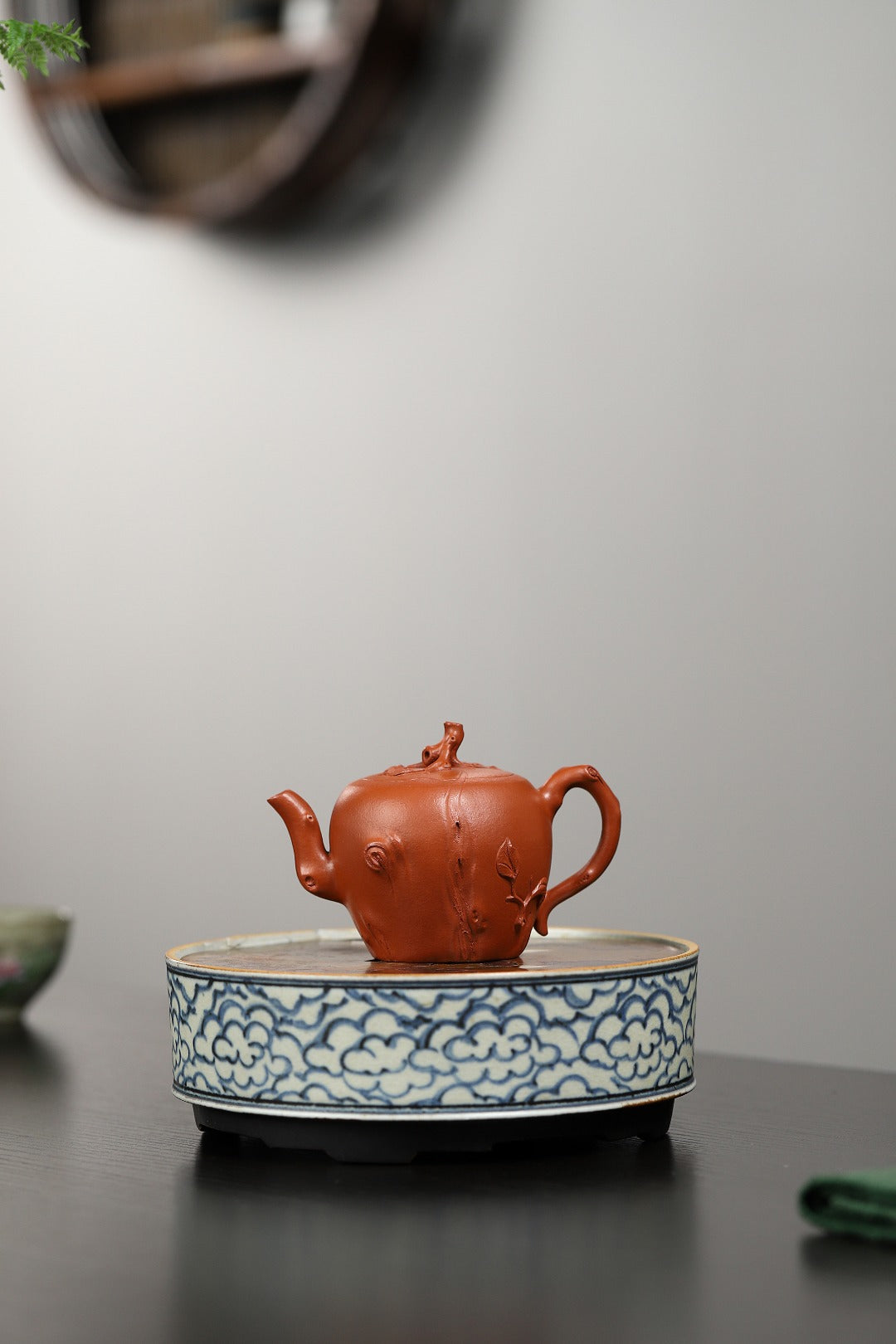 全手工制作 【桃桩壶】 泥料 原矿朱泥 容量170cc 内推球孔