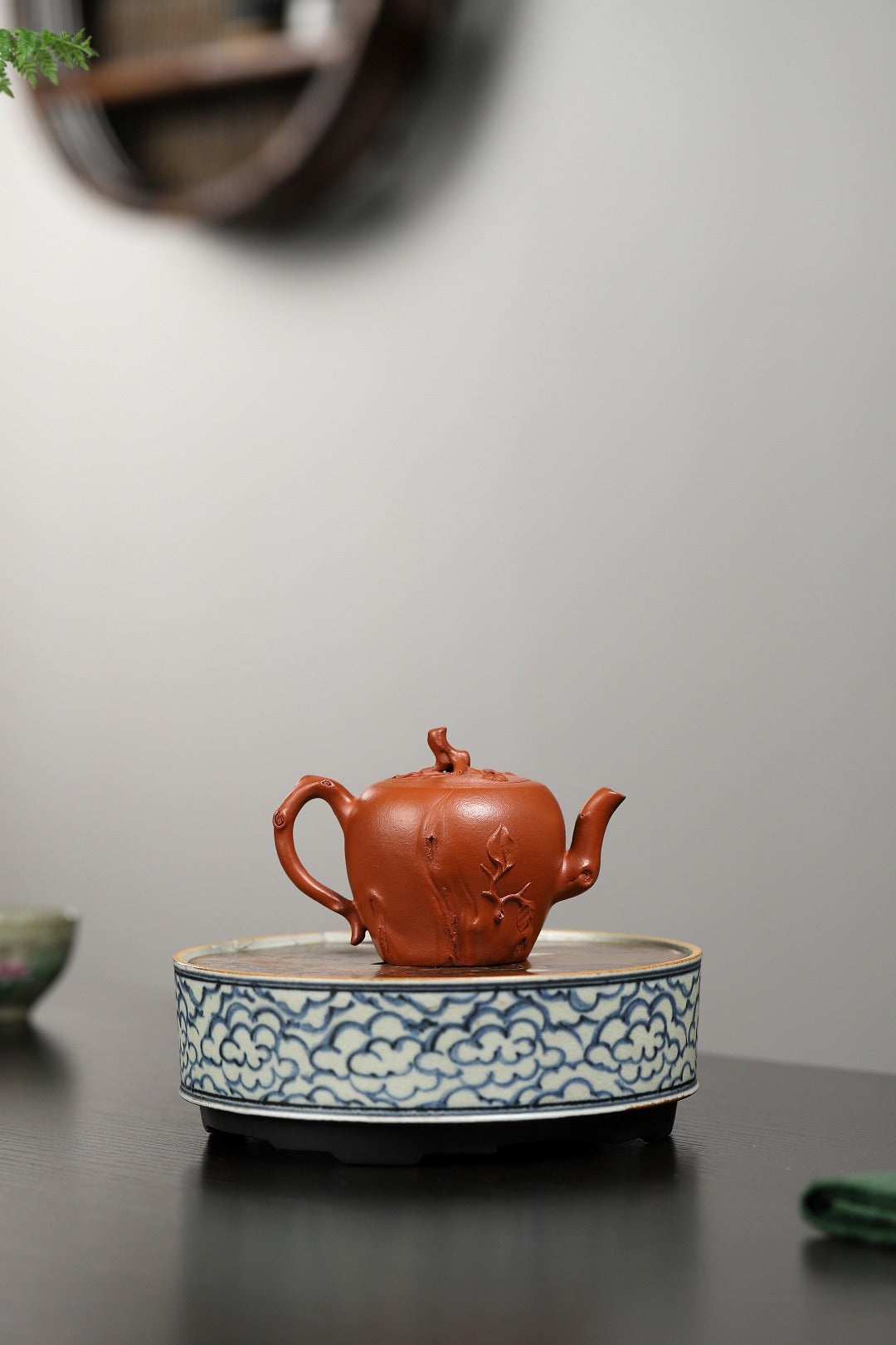 全手工制作 【桃桩壶】 泥料 原矿朱泥 容量170cc 内推球孔