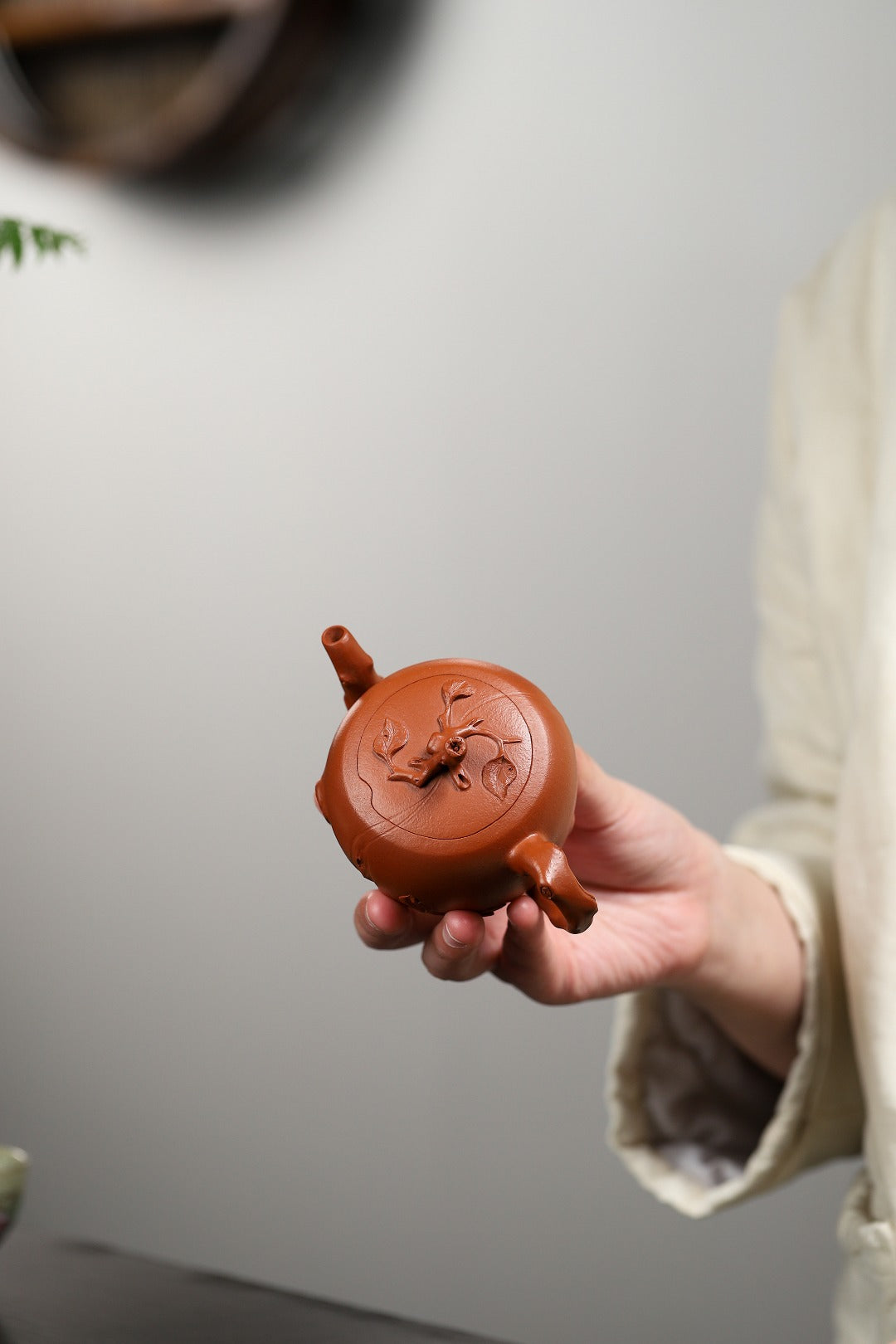 全手工制作 【桃桩壶】 泥料 原矿朱泥 容量170cc 内推球孔