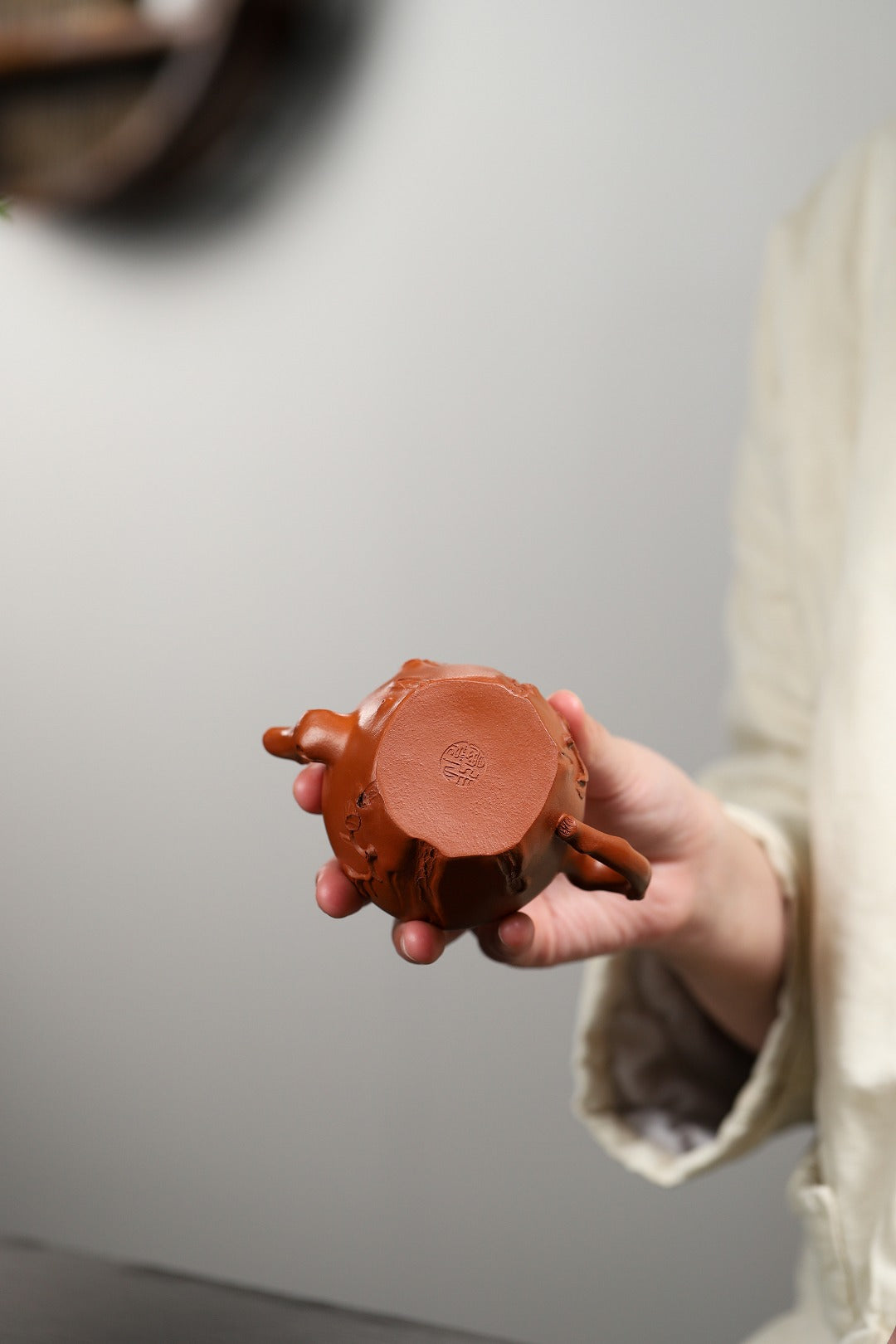 全手工制作 【桃桩壶】 泥料 原矿朱泥 容量170cc 内推球孔