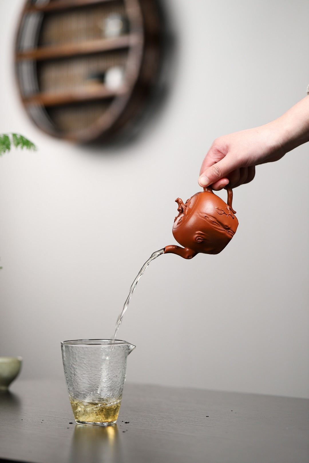 全手工制作 【桃桩壶】 泥料 原矿朱泥 容量170cc 内推球孔