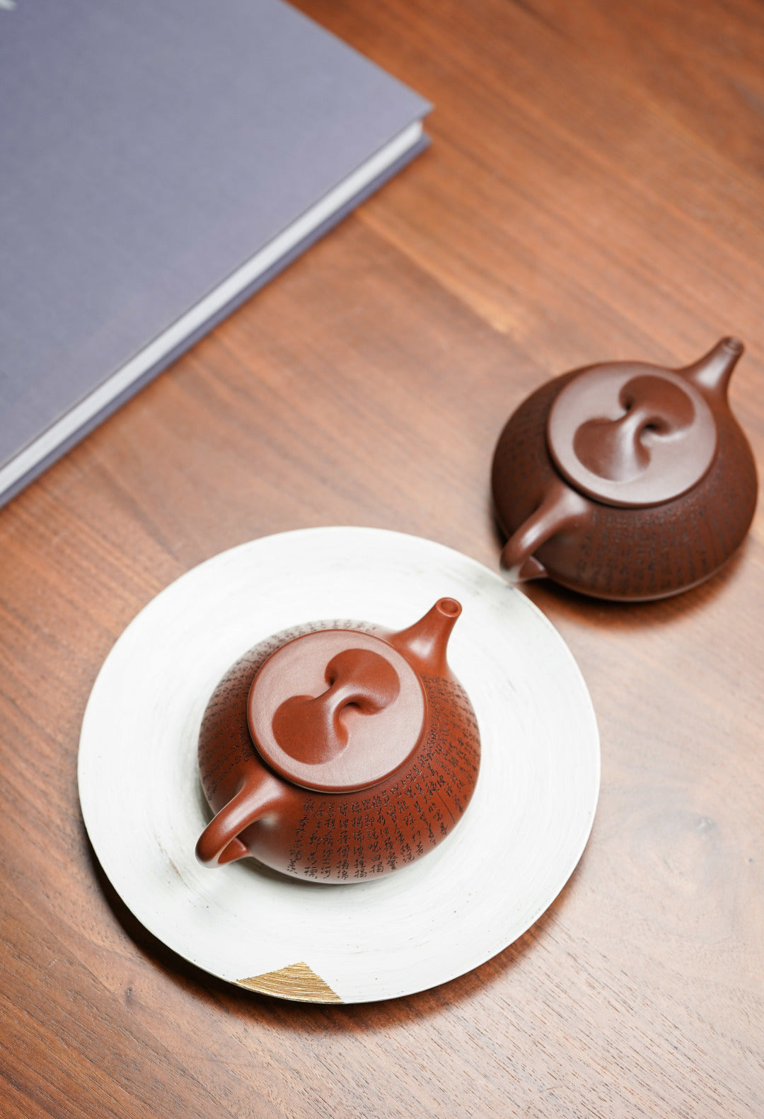 郑求标恭刻《光明石瓢壶》礼藏双宜重器 原矿极品老紫泥·220cc 紫砂心经刻绘泰斗·郑求标亲工