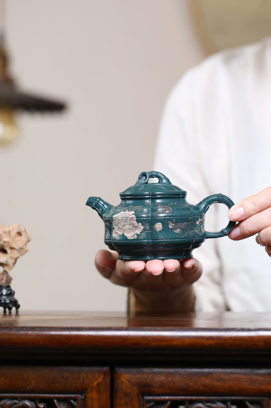 隐角竹鼓 200cc早期一厂老绿泥 任俊寅（紫砂七老任淦庭嫡孙、顾景舟、吴云根弟子）