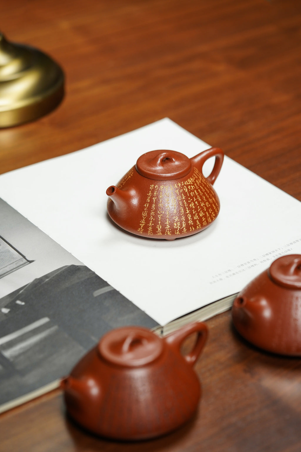 郑求标恭刻双心经《子冶石瓢壶》原矿极品粗砂朱泥·160cc