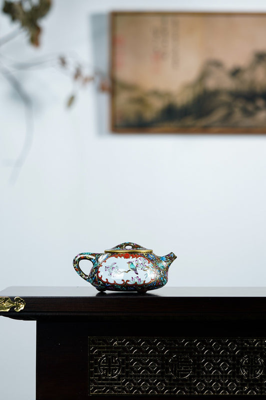 许成权关门弟子许冠新老师臻品【景舟石瓢 喜事连连】台西深井老紫泥手工精制300cc