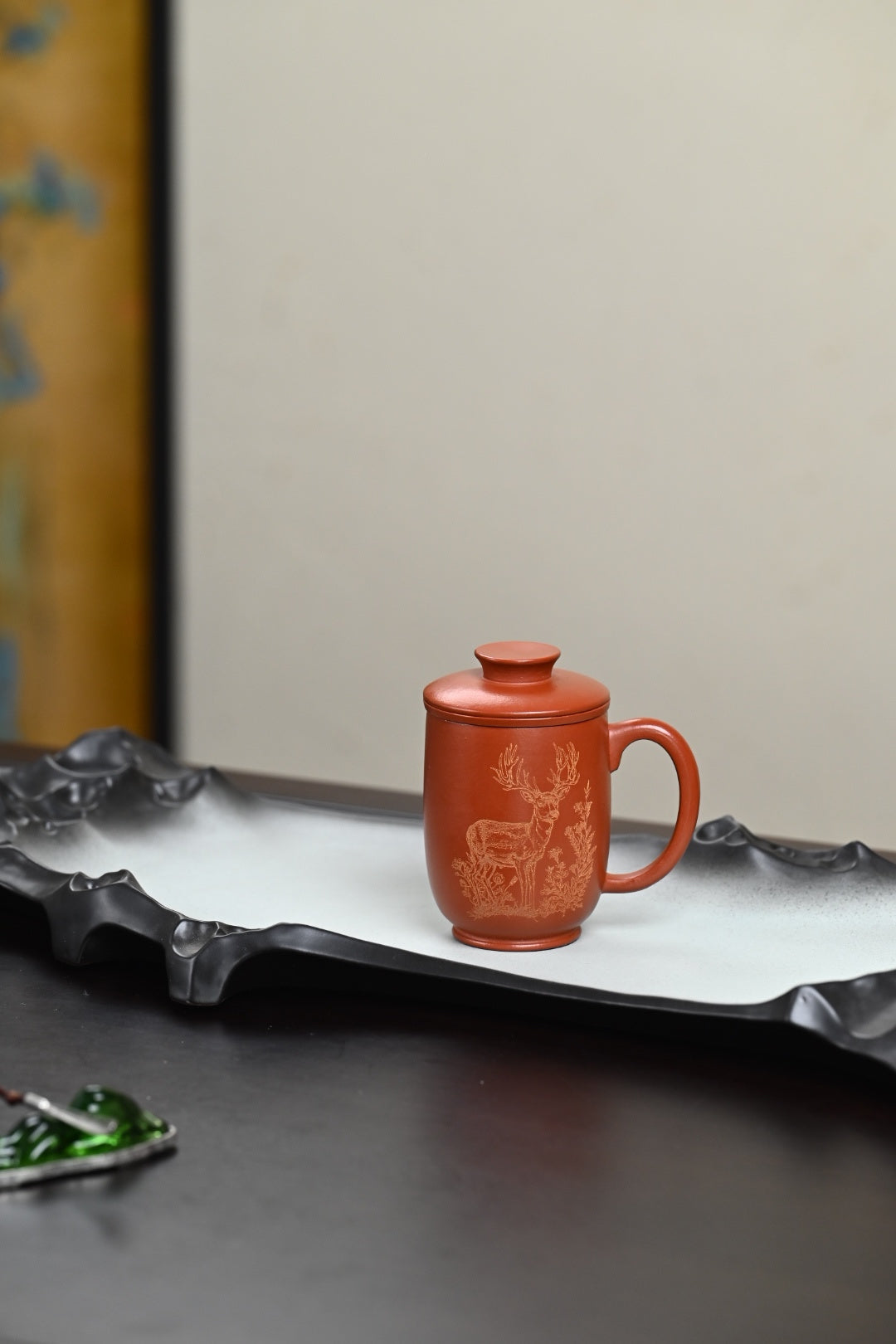 新品· 盖杯·极品皱皮朱泥·容量200cc·陈华军（国家级工艺美术师）