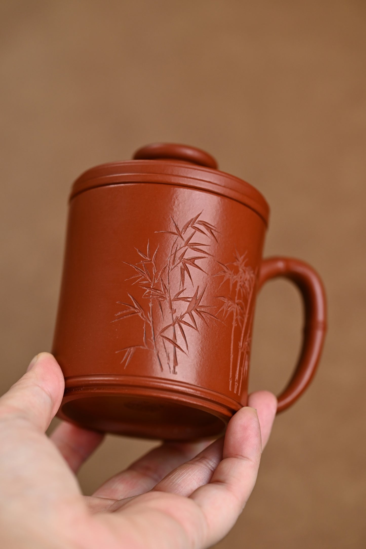 新品·盖杯·极品皱皮朱泥·容量180cc·陈华军（国家级工艺美术师）