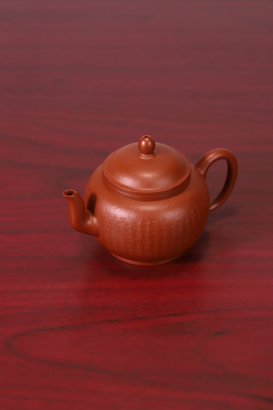 【宫灯壶·心经刻绘】原矿小煤窑朱泥全手制，曹丽云老师制 150cc玲珑体