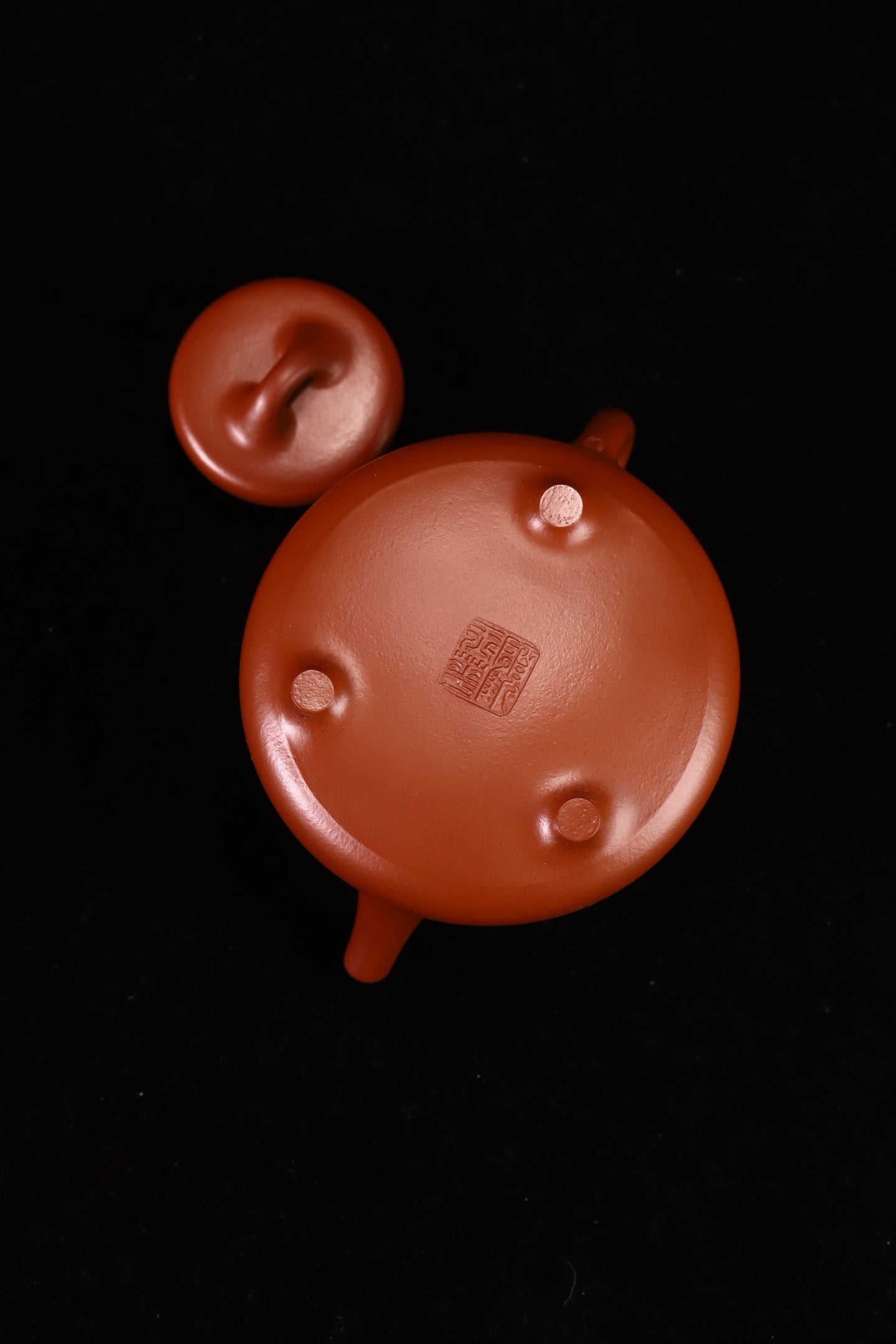 心经子冶石瓢，顾玉华全手工制，原矿朱泥，容量210cc，内推出水孔