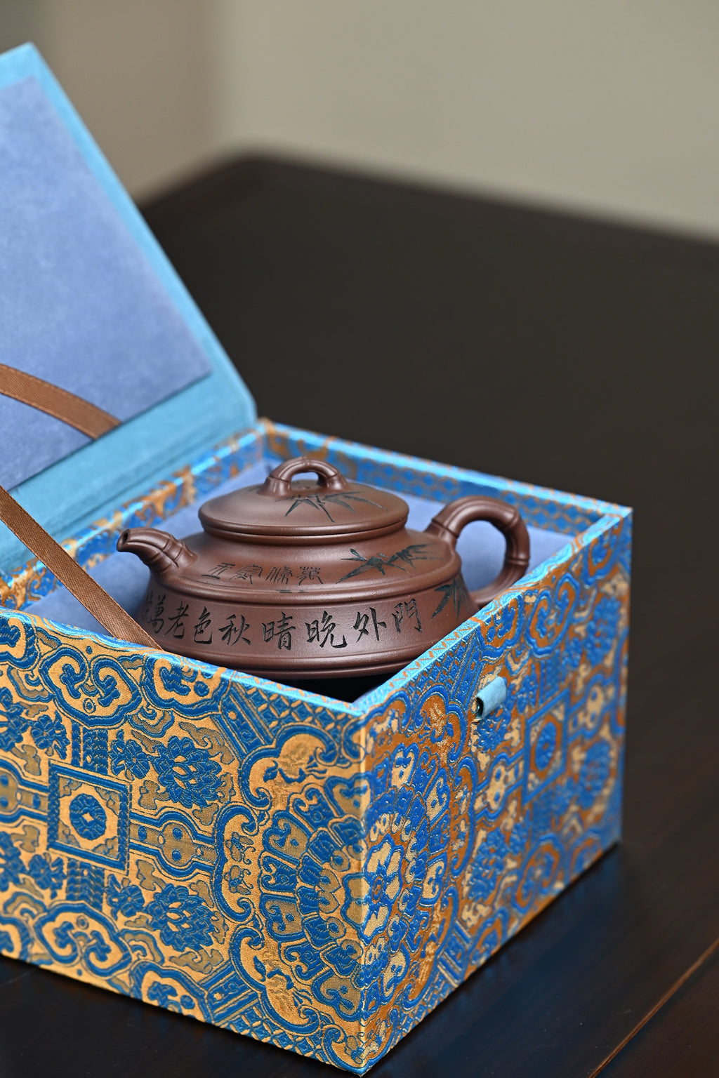 高工· 『扁圆竹』 一厂老紫泥·容量170cc·7孔出水·韩惠琴（国家级高级工艺美术师）