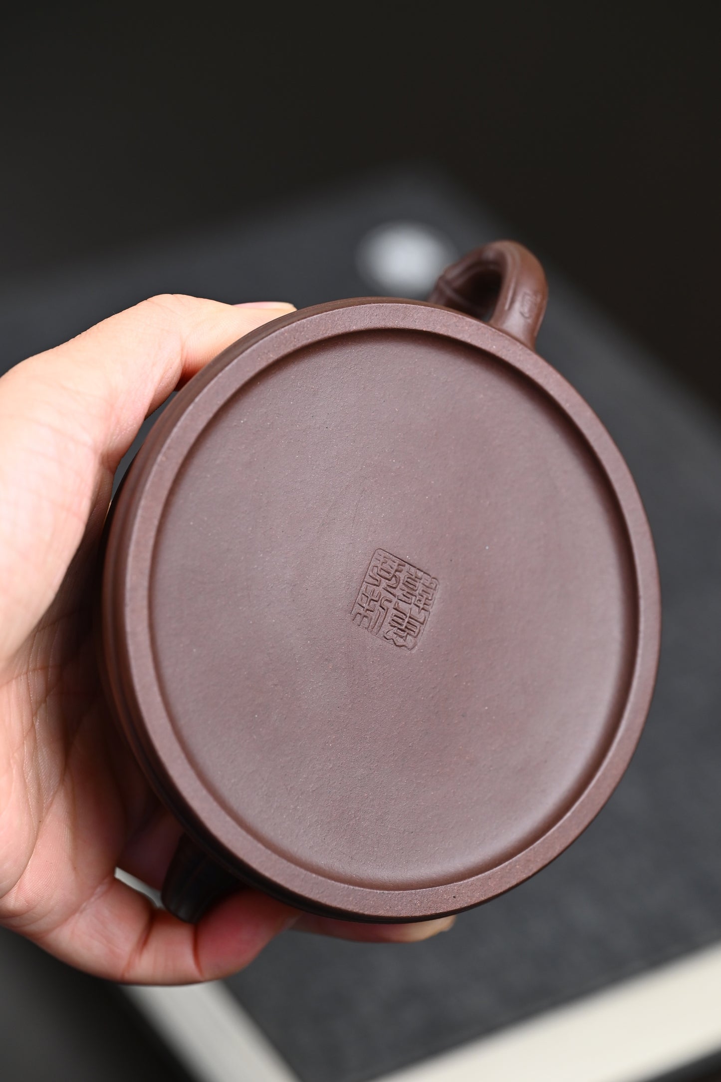 高工· 『扁圆竹』 一厂老紫泥·容量170cc·7孔出水·韩惠琴（国家级高级工艺美术师）