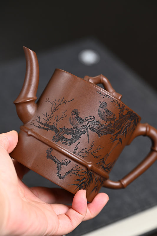 高工· 『月华清竹』 一厂老紫泥·容量270cc·7孔出水·韩惠琴（国家级高级工艺美术师）