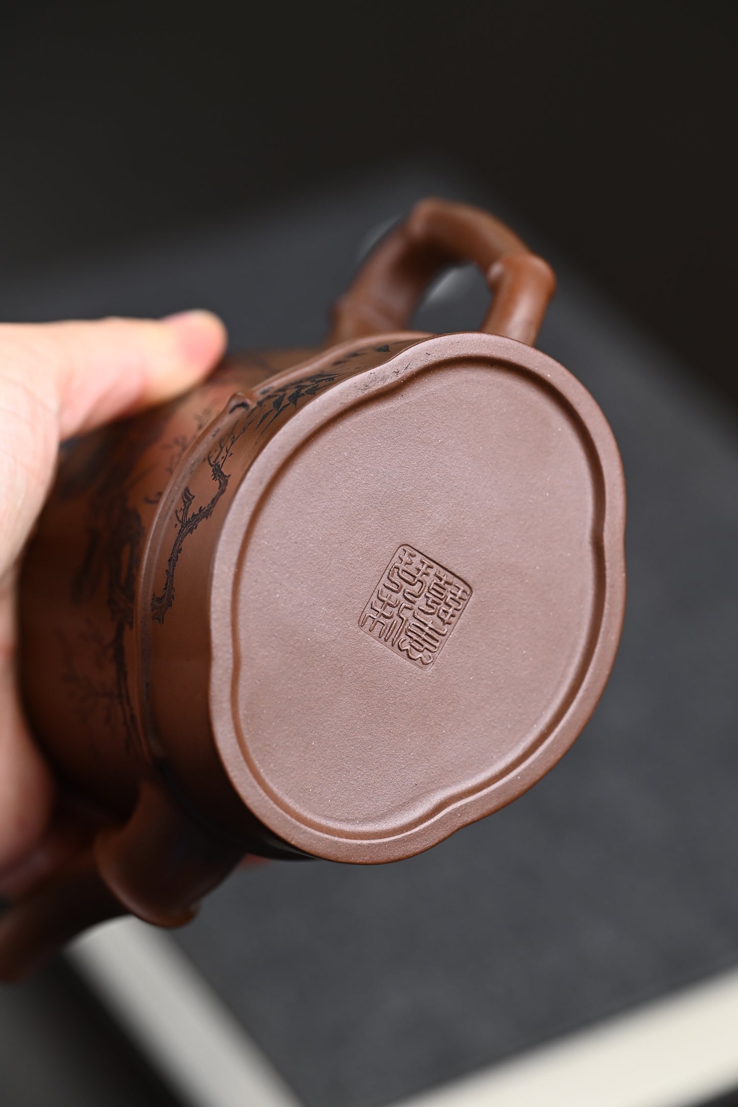 高工· 『月华清竹』 一厂老紫泥·容量270cc·7孔出水·韩惠琴（国家级高级工艺美术师）