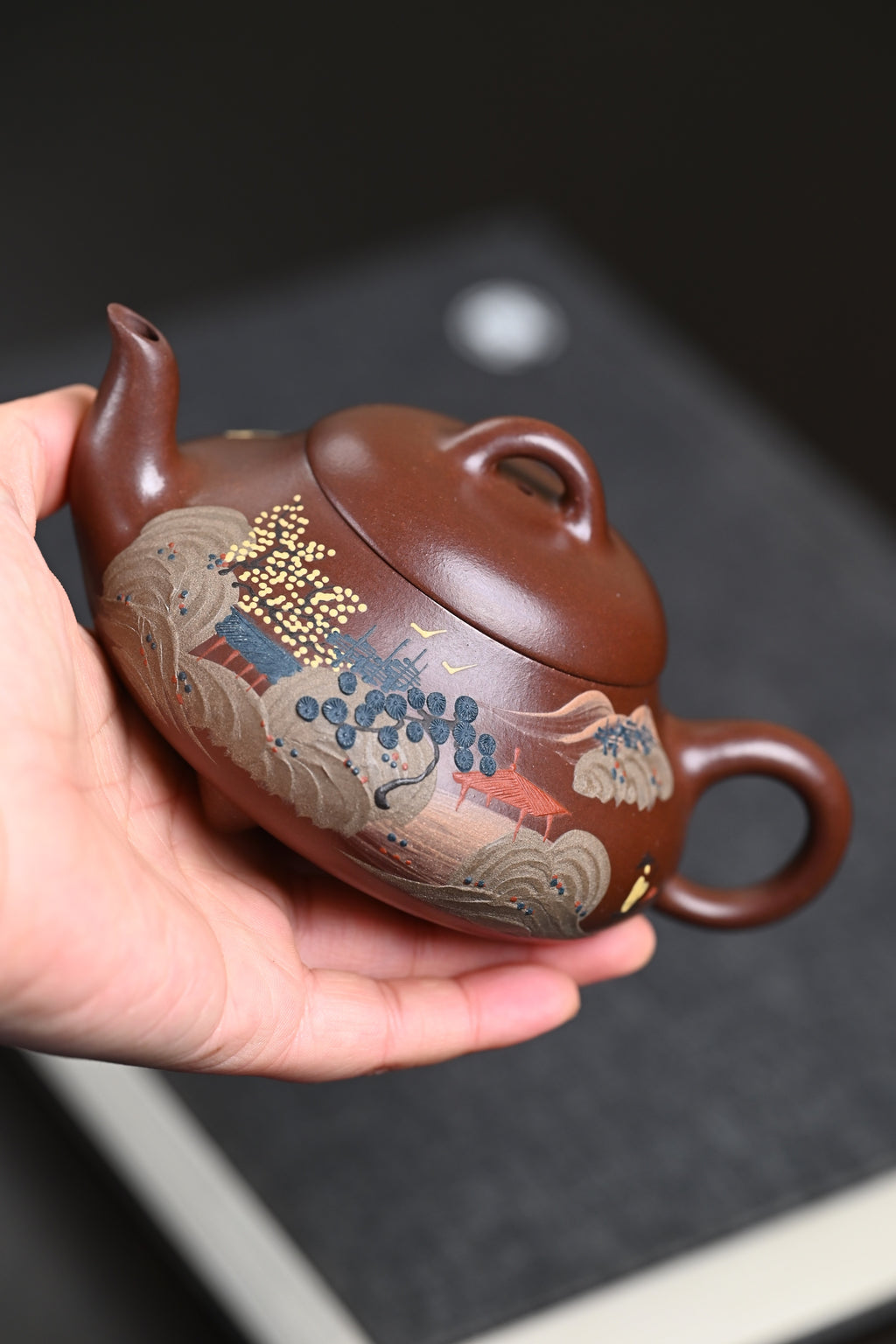『汉棠石瓢』 一厂老紫泥·容量230cc·9孔出水·内推·韩惠琴（国家级高级工艺美术师）