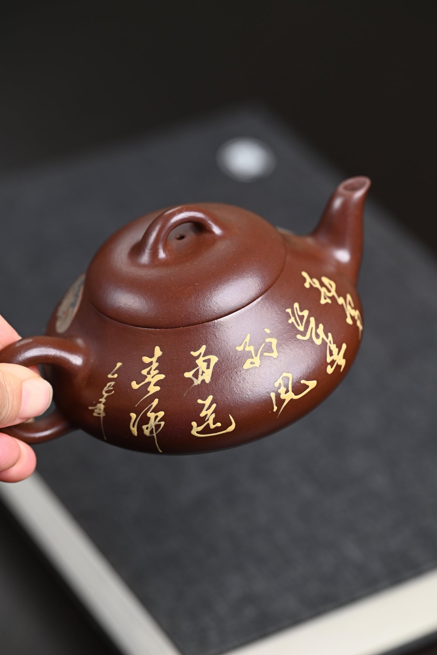 『汉棠石瓢』 一厂老紫泥·容量230cc·9孔出水·内推·韩惠琴（国家级高级工艺美术师）