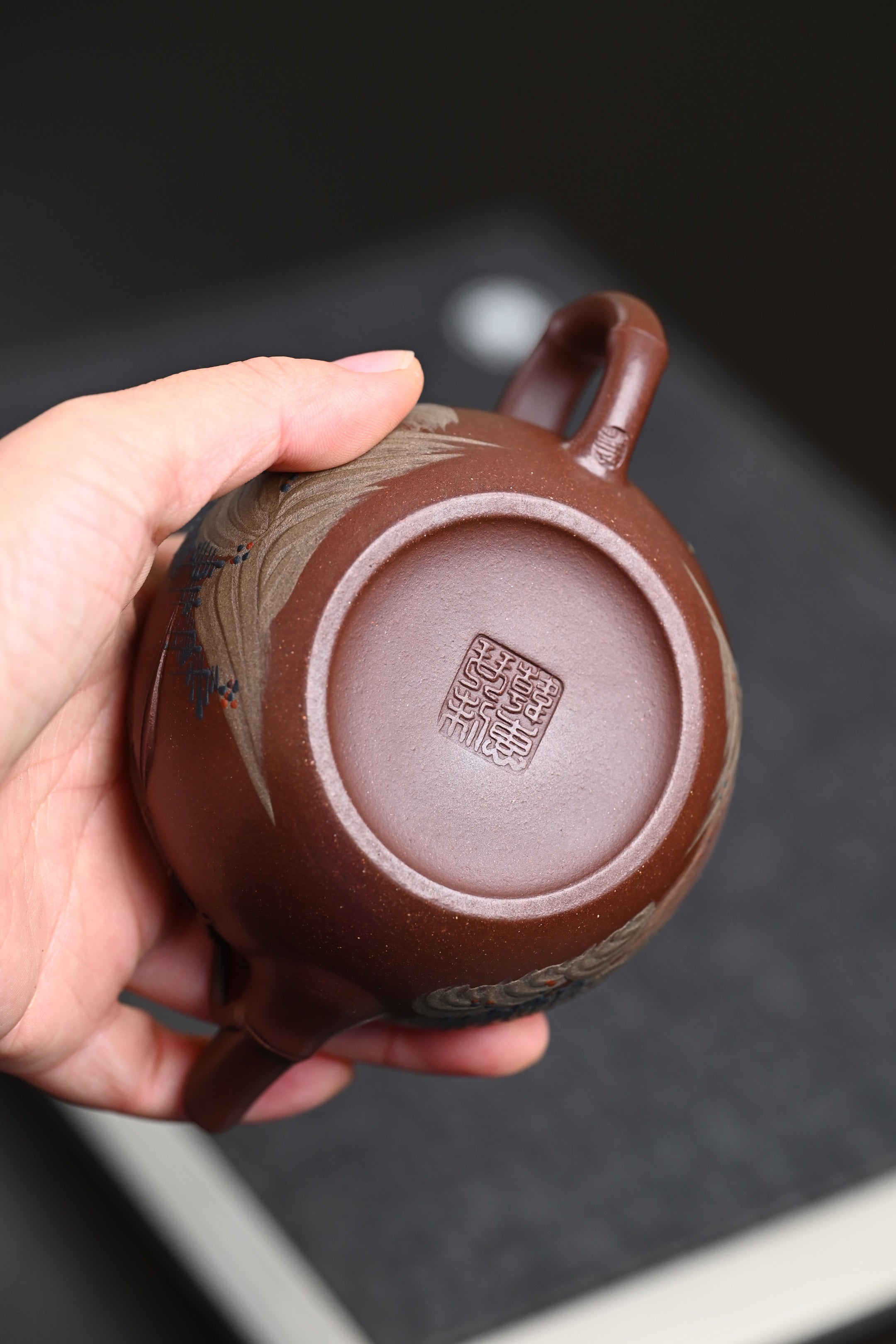 『竹影清风』 一厂老紫泥·容量190cc·7孔出水·内推·韩惠琴（国家级高级工艺美术师）