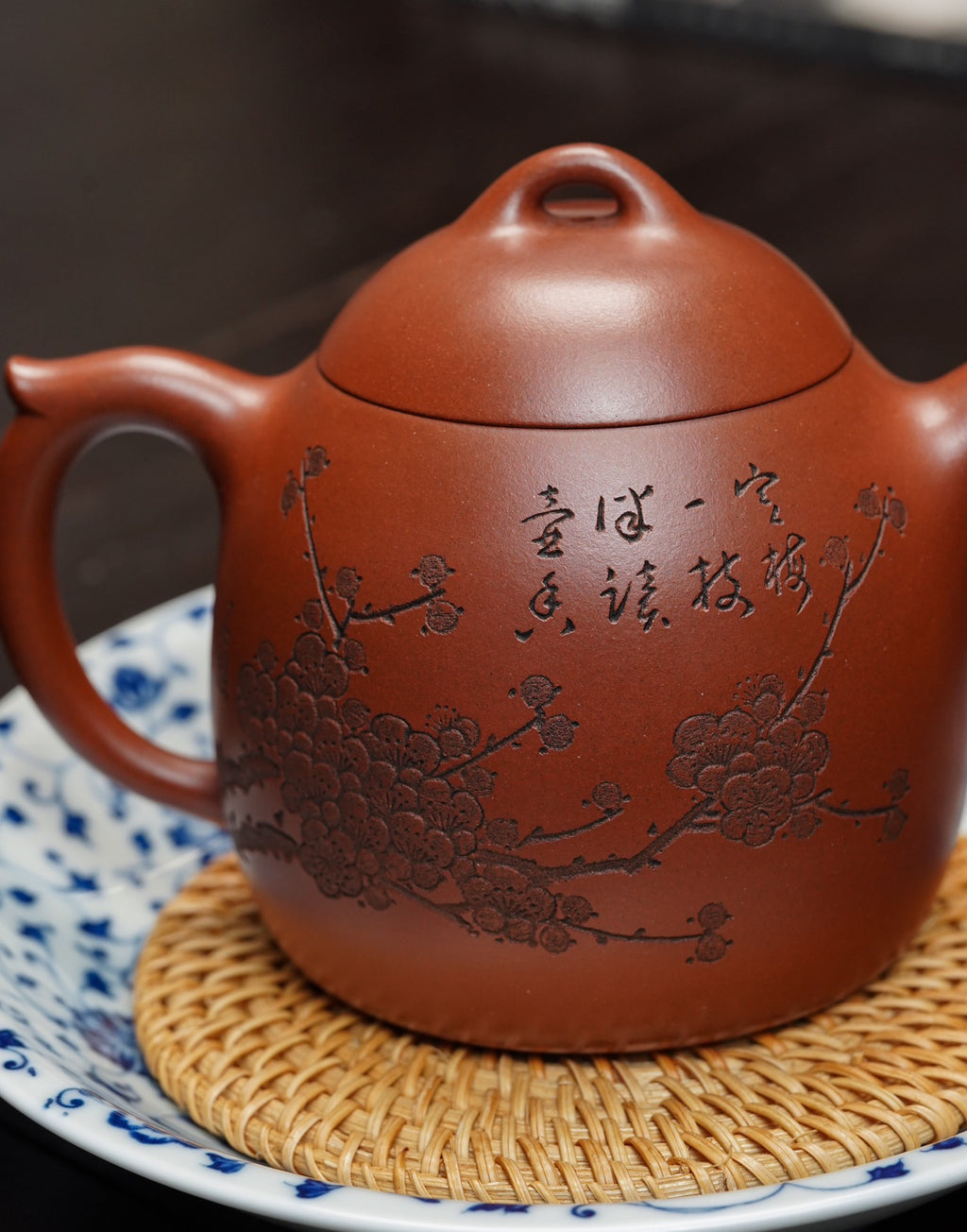 【重器收藏】中国砂界梅王·朱炳浩（石陶本工款）秦权壶》通转墨梅 (孤品)原矿极品底槽青·500cc 大品