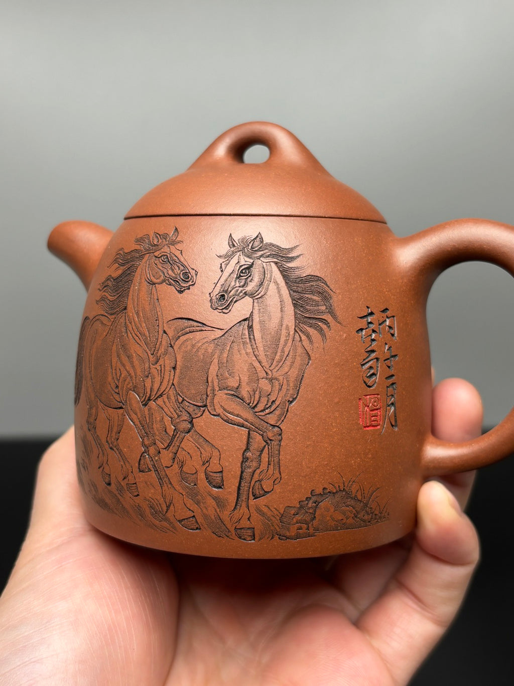 杨喜雨🐴马年新品【中华神刀·刀笔传魂】紫砂界陶刻圣手艺术臻品《秦权壶》原矿极品底槽清·260cc - ZishaTeapotChina