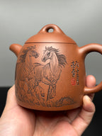 杨喜雨🐴马年新品【中华神刀·刀笔传魂】紫砂界陶刻圣手艺术臻品《秦权壶》原矿极品底槽清·260cc - ZishaTeapotChina