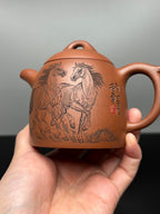 杨喜雨🐴马年新品【中华神刀·刀笔传魂】紫砂界陶刻圣手艺术臻品《秦权壶》原矿极品底槽清·260cc - ZishaTeapotChina
