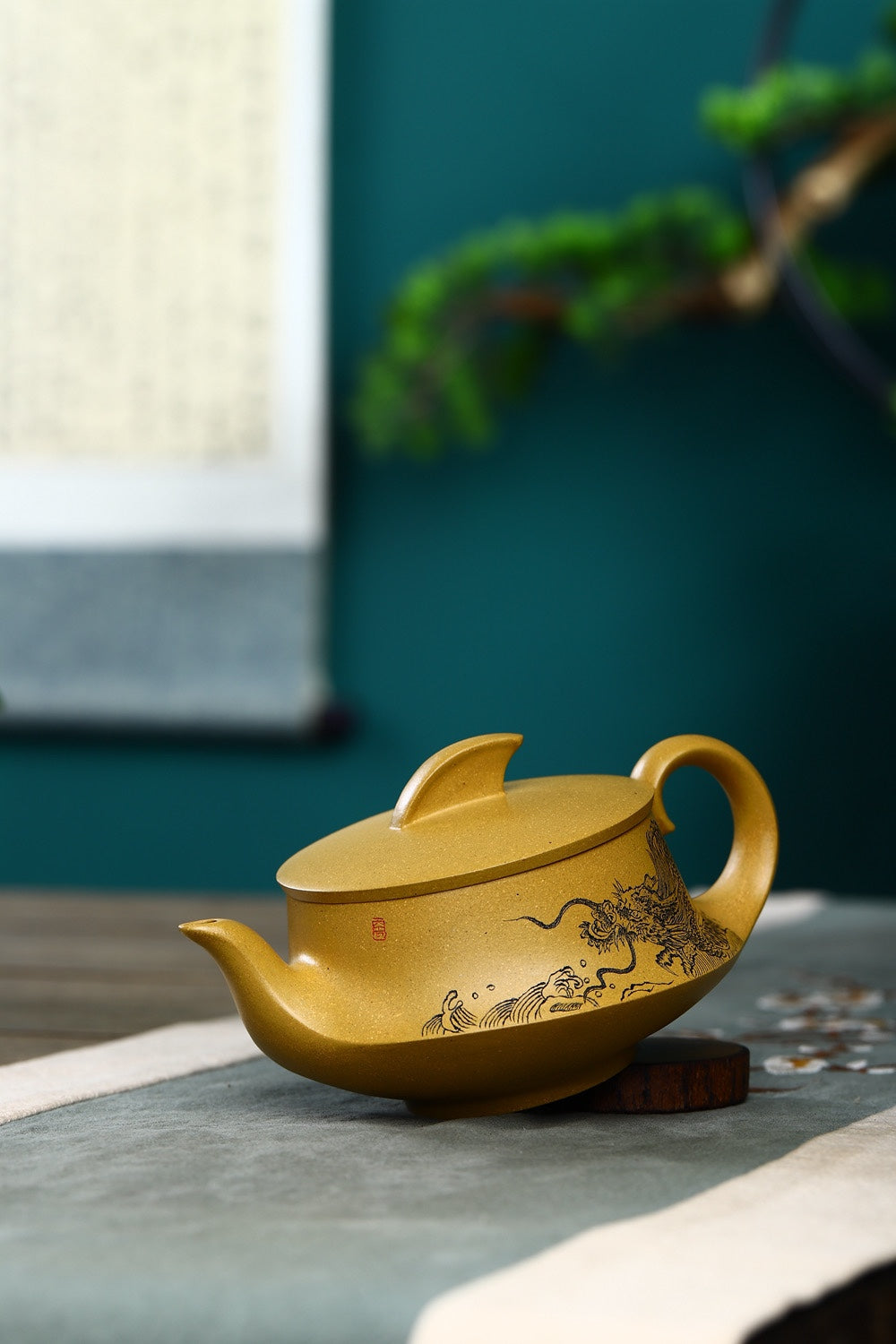 双工合作【一帆风顺】 泥料：原矿黄金段泥，350cc 作者：钱云娇，国家级工艺美术师