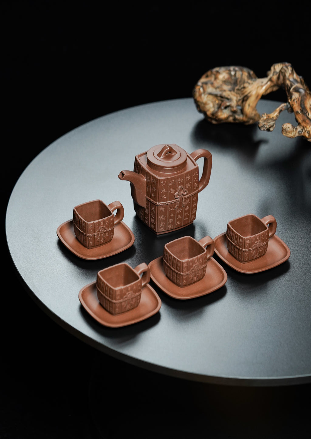 李昌鸿紫砂泰斗传承·双国大师匠心之作·【竹简套组】家藏原矿极品紫泥·500cc