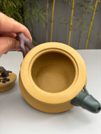 紫砂七老花器泰斗蒋蓉唯一传人·蒋艺华制【岁寒三友壶】原矿极品黄金段泥·220cc