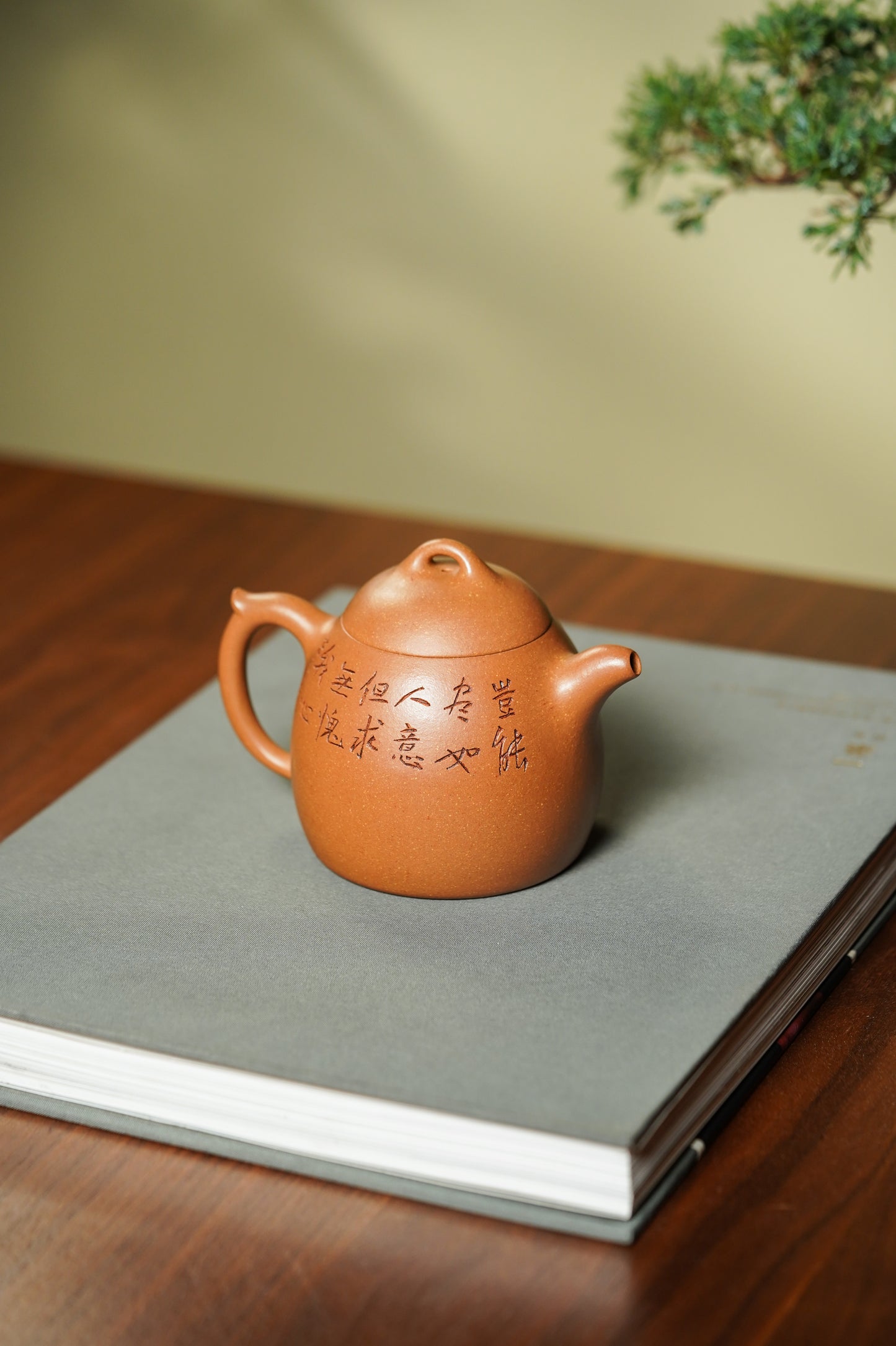 稀世典藏·紫砂孤品·正高沈更轶亲制～张志杰泥绘《秦权壶》原矿极品老段泥·300cc