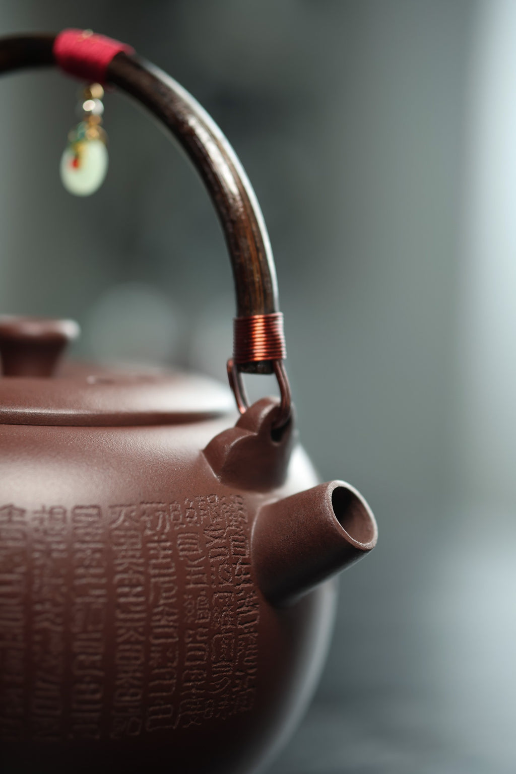太白提梁煮水壶（陶刻款）【优质高温紫砂泥 手工制作 1000cc 煮茶壶 民间实力派作品】
