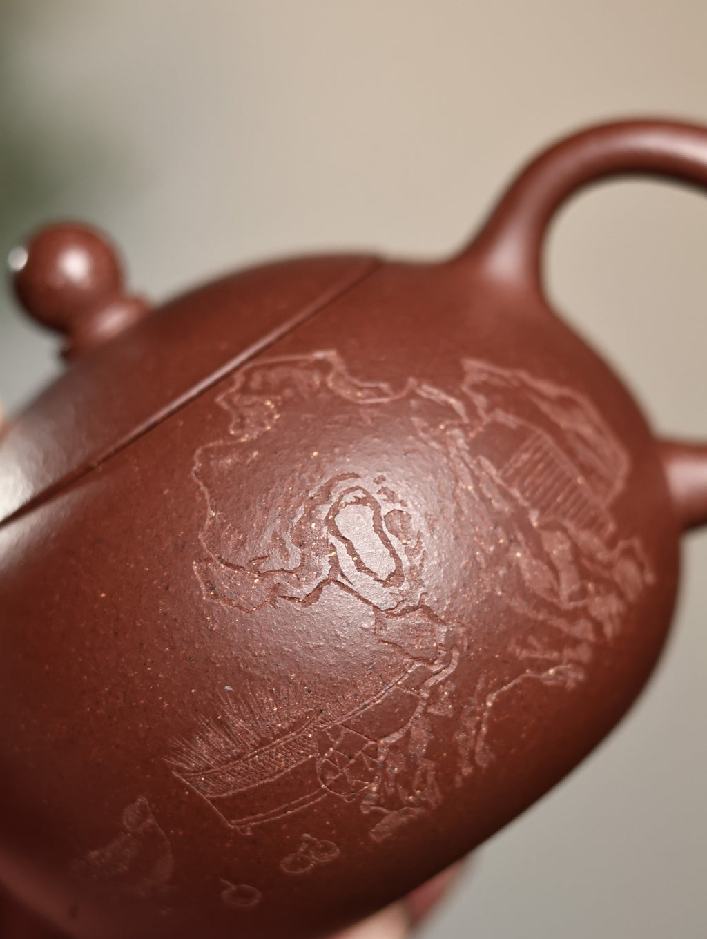 西施陶刻款【优质紫泥·传统手制·半手工·经典传统器·170cc·9孔·实力派作品】