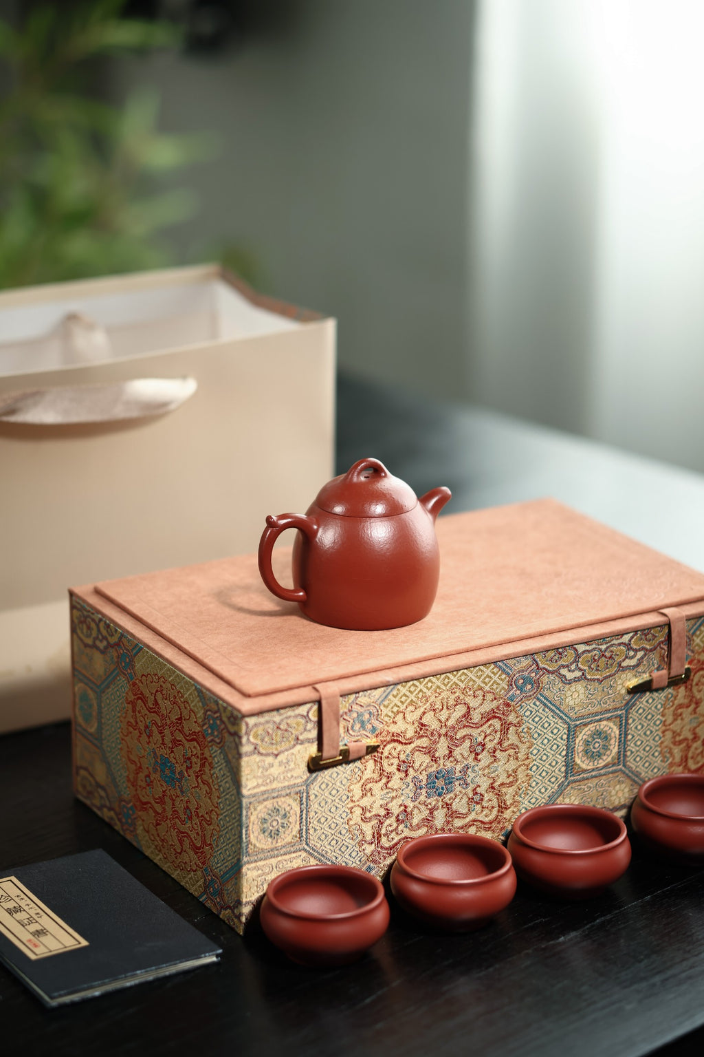 秦权套组【极品粗砂朱泥·传统手制·全手工·经典传统器·200cc·9孔·实力派作品 一壶四杯】